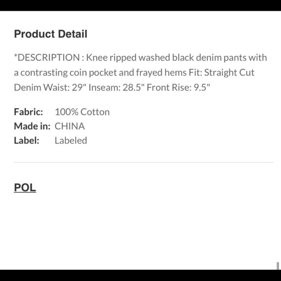 New! POL Washed Black Denim Boyfriend Straight Cut Frayed Hem Jeans - Picture 6 of 7